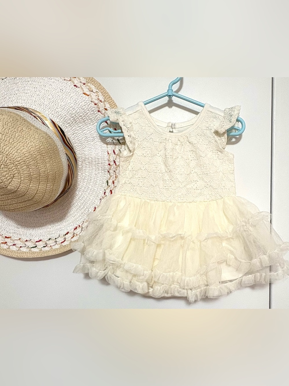 The Children's Place Ivory Lace & Tulle Ruffle Dress